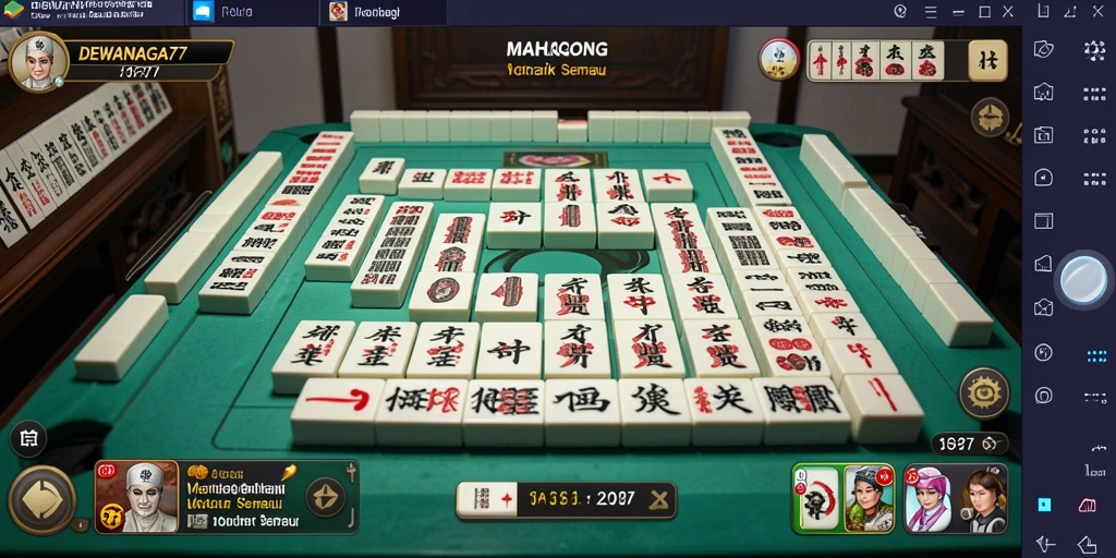Tampilan gameplay seru dalam DEWANAGA77 yang penuh strategi Mahjong.